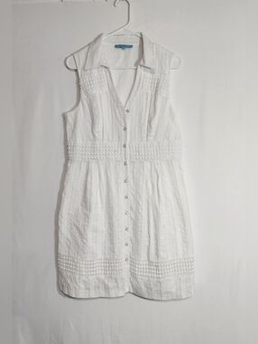 Antonio Melani White Cotton Shirt Dress Womens Size 14 Sleeveless